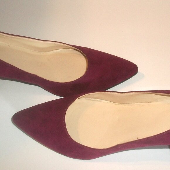 Nine West Pointy Plum Suede Low-Heel Pumps with Broad 2.25" Heels 8M - Picture 6 of 8